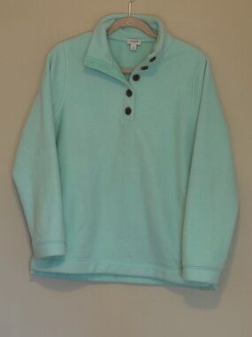 Light Aqua Snap-Button Fleece Pullover